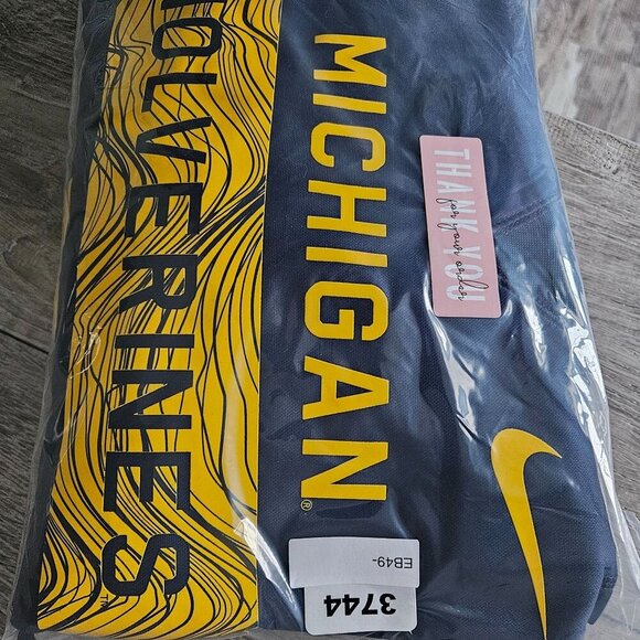 Nike University of Michigan Wolverines Hoodie Large Blue Yellow Polyester Size L - Picture 15 of 15